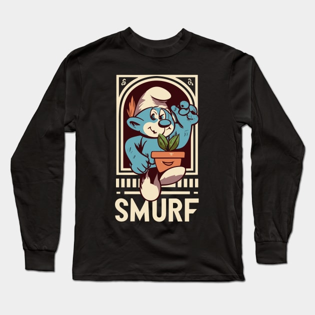 Smurf Cat - Blue Smurf Long Sleeve T-Shirt by kknows